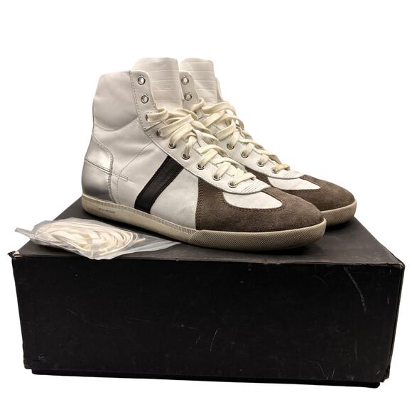 DIOR Hedi Slimane B48 Hi Top Sneaker White Silver Brown Suede Sz 42.5/US 10.5 - Picture 3 of 16